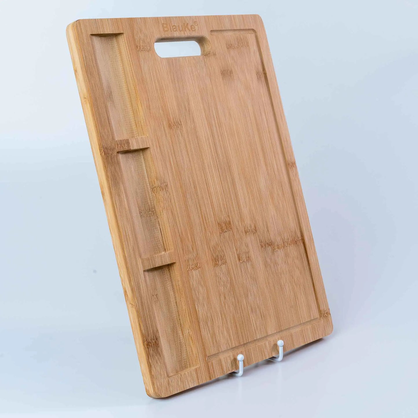 Extra Large Bamboo Cutting Board - 17x12.5 inch Wood Cutting Board for Meat, Cheese, Veggies - Wood Serving Tray with Juice Groove and 3 Compartments